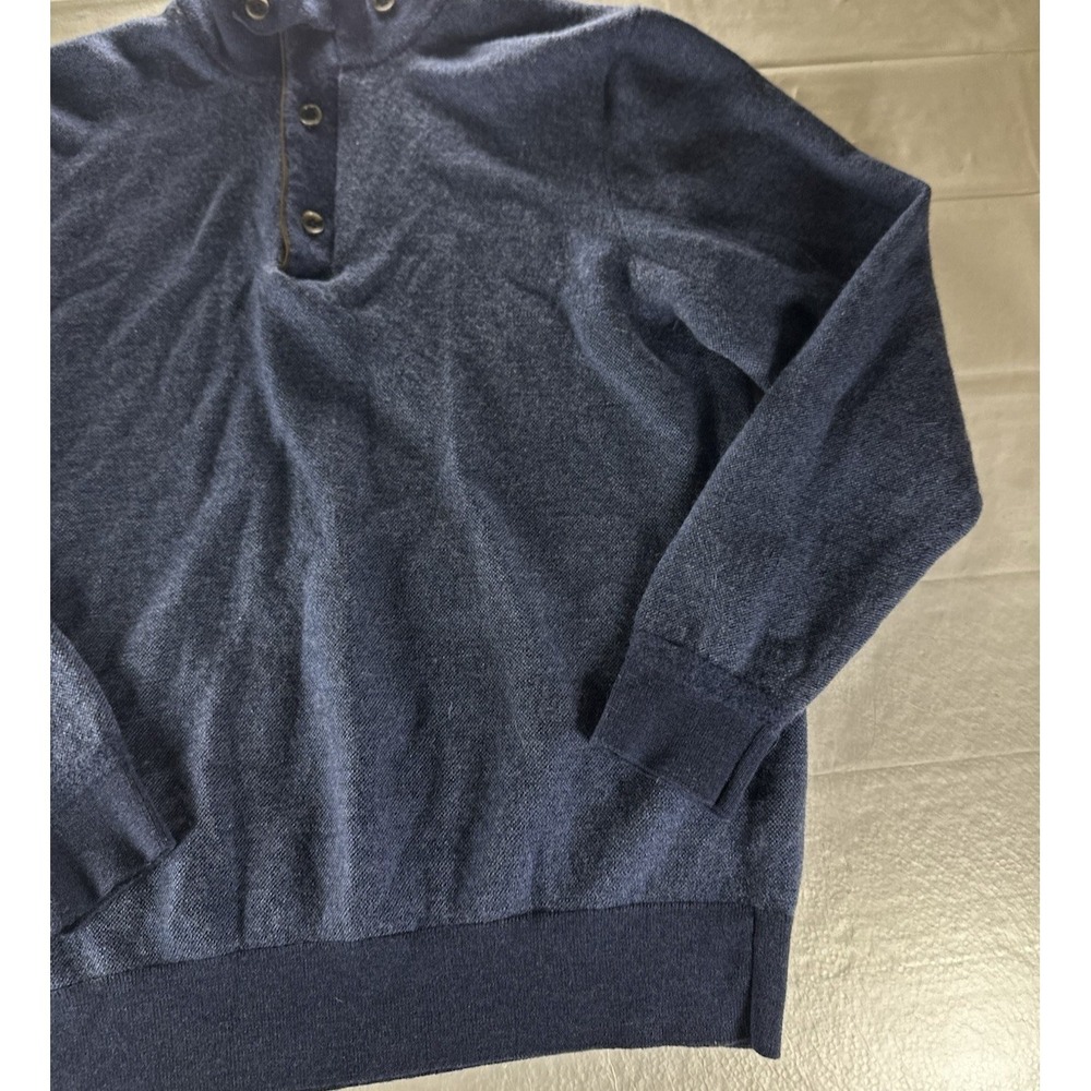 Orvis Merino Wool Sweater Mens Large Navy Blue Mock Neck Pullover - Picture 12 of 14